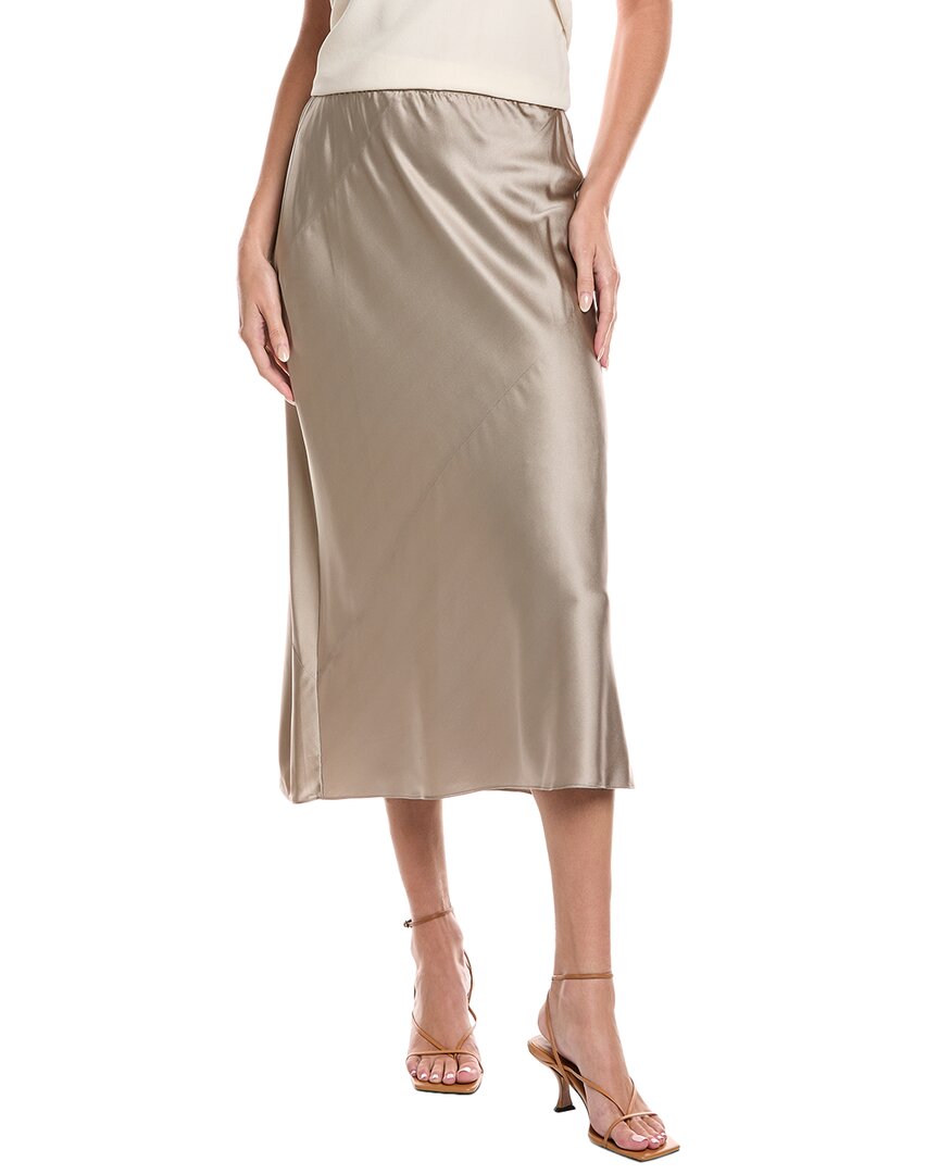 Eileen Fisher Petite Bias Silk-blend Midi Skirt In Neutral