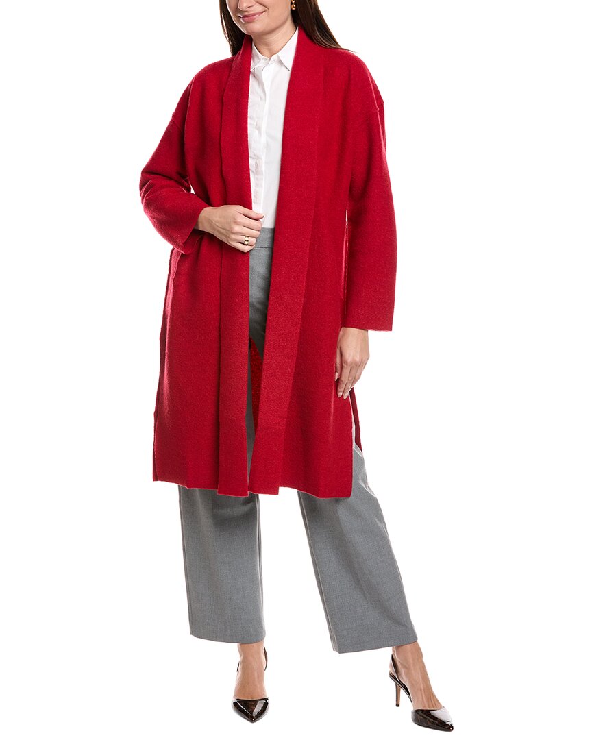 Eileen Fisher Petite High Collar Wool Coat In Red