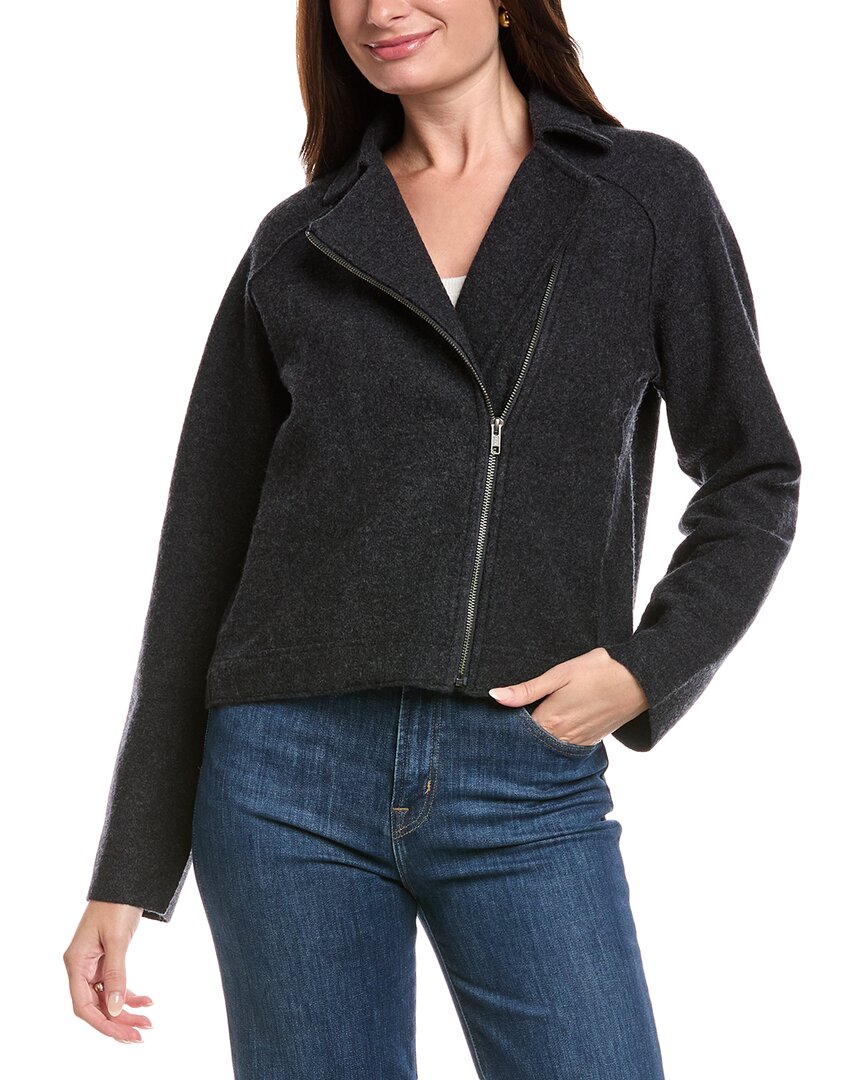 Eileen Fisher Petite Wool Moto Jacket In Black
