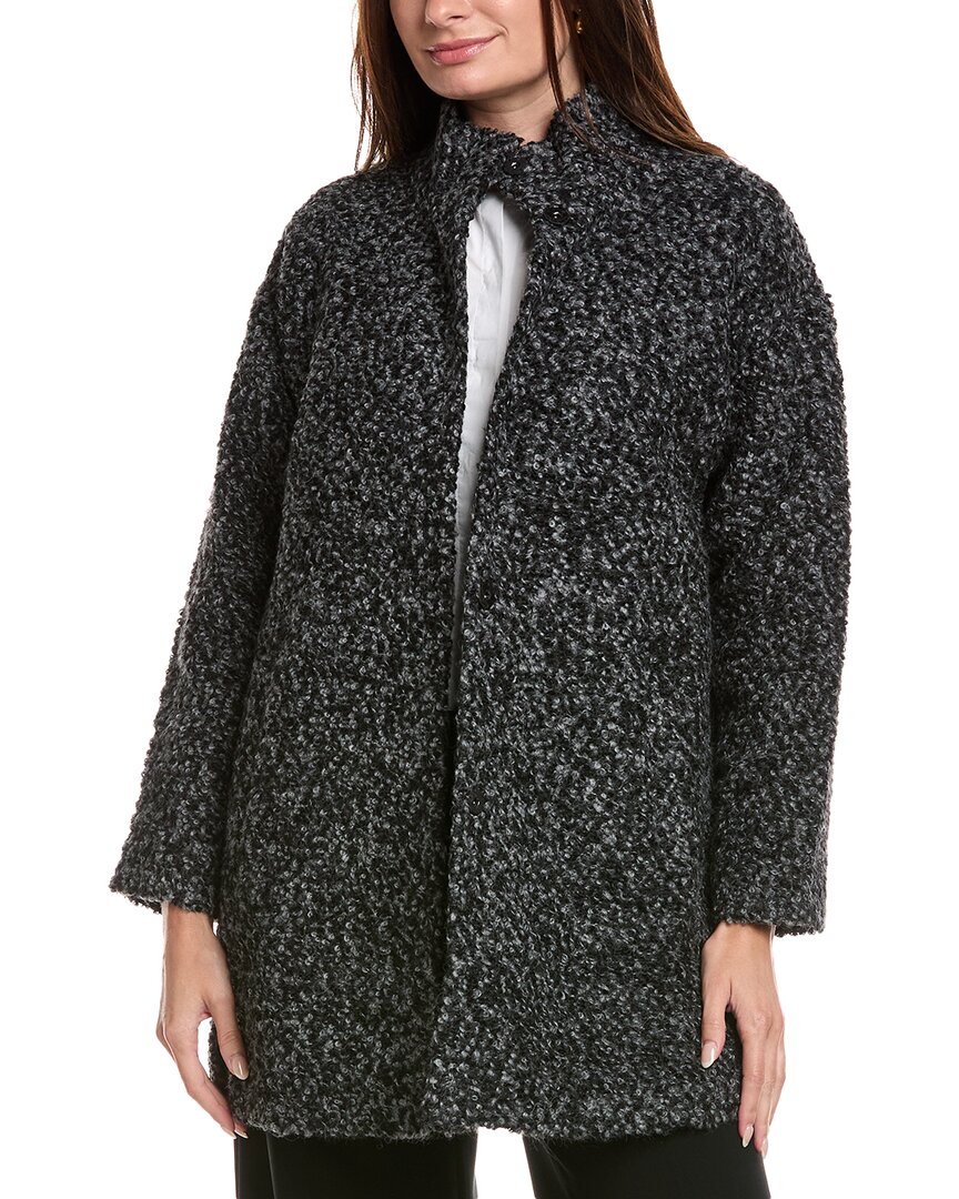 Eileen Fisher Petite Curly Alpaca & Wool-blend Coat In Black