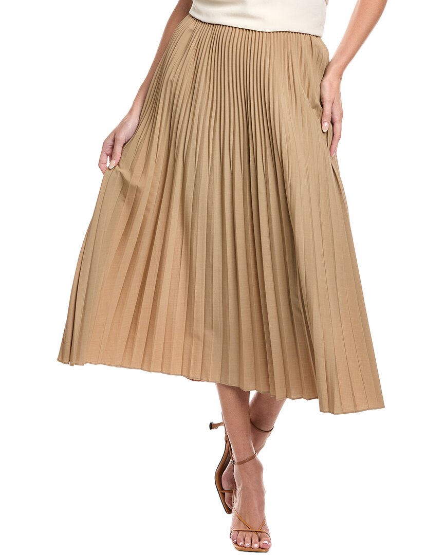 Eileen Fisher Petite Pleated Wool & Silk-blend A-line Skirt In Brown