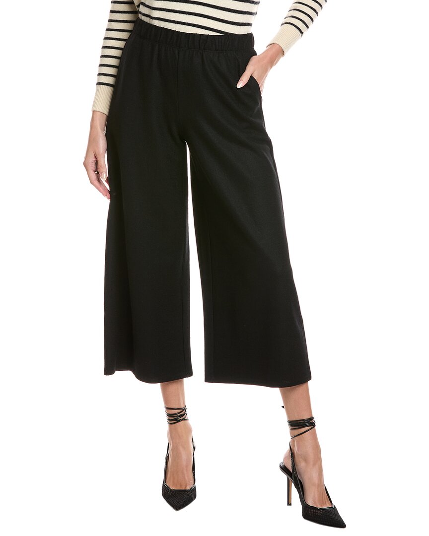 Eileen Fisher Petite Felted Wool Wide Leg Pant In Black