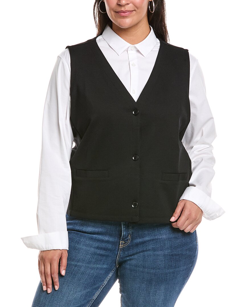 Eileen Fisher Plus Button Vest In Black
