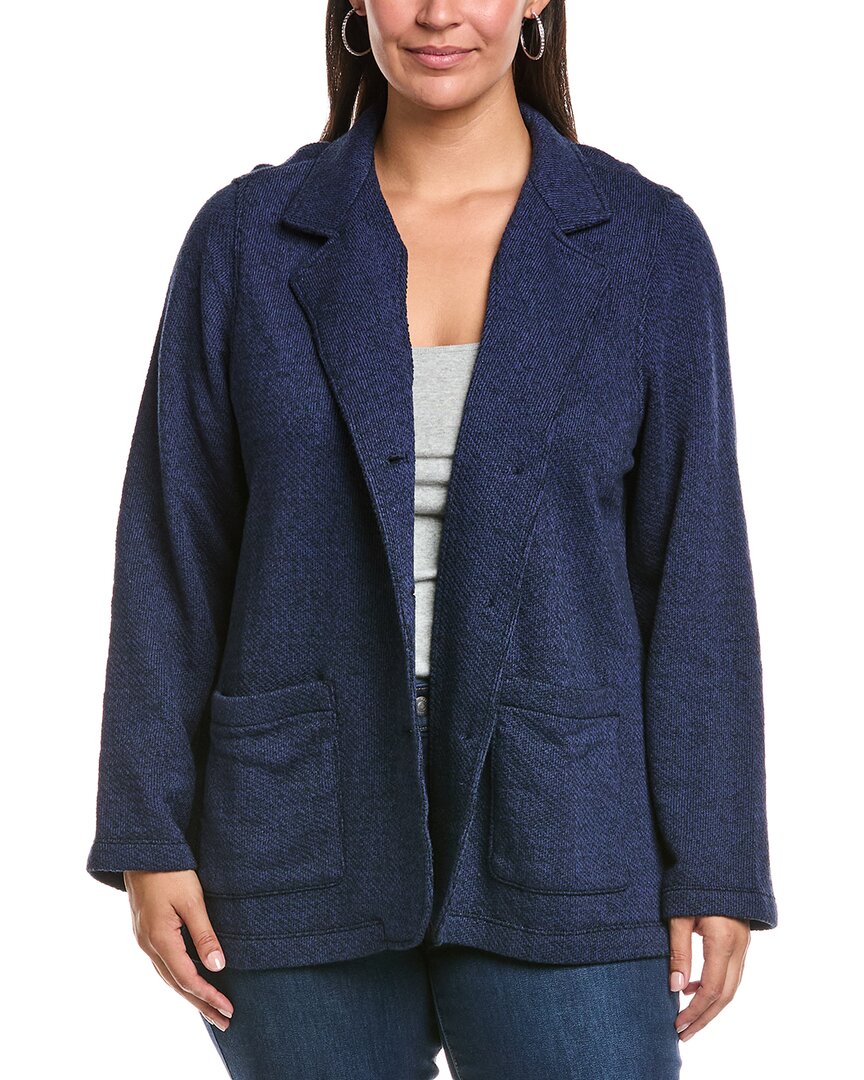 Eileen Fisher Plus Stand Collar Jacket In Blue