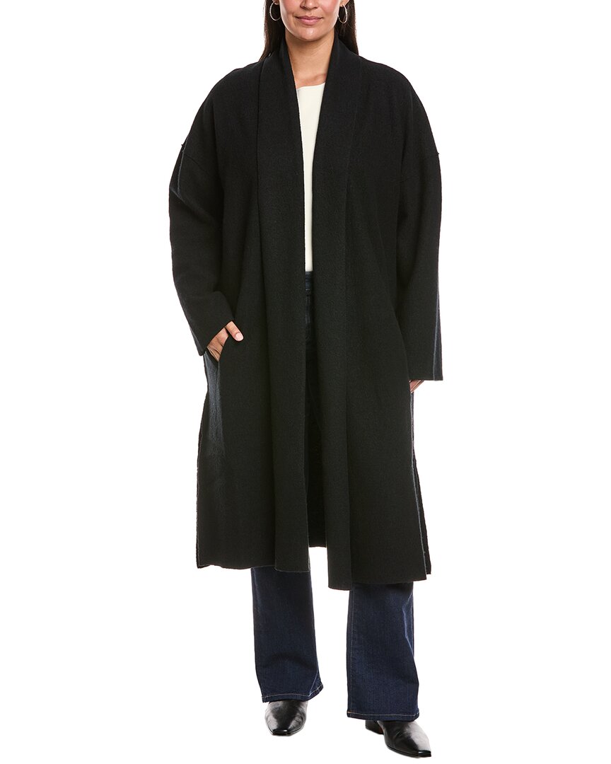 Eileen Fisher Plus Wool Coat In Black