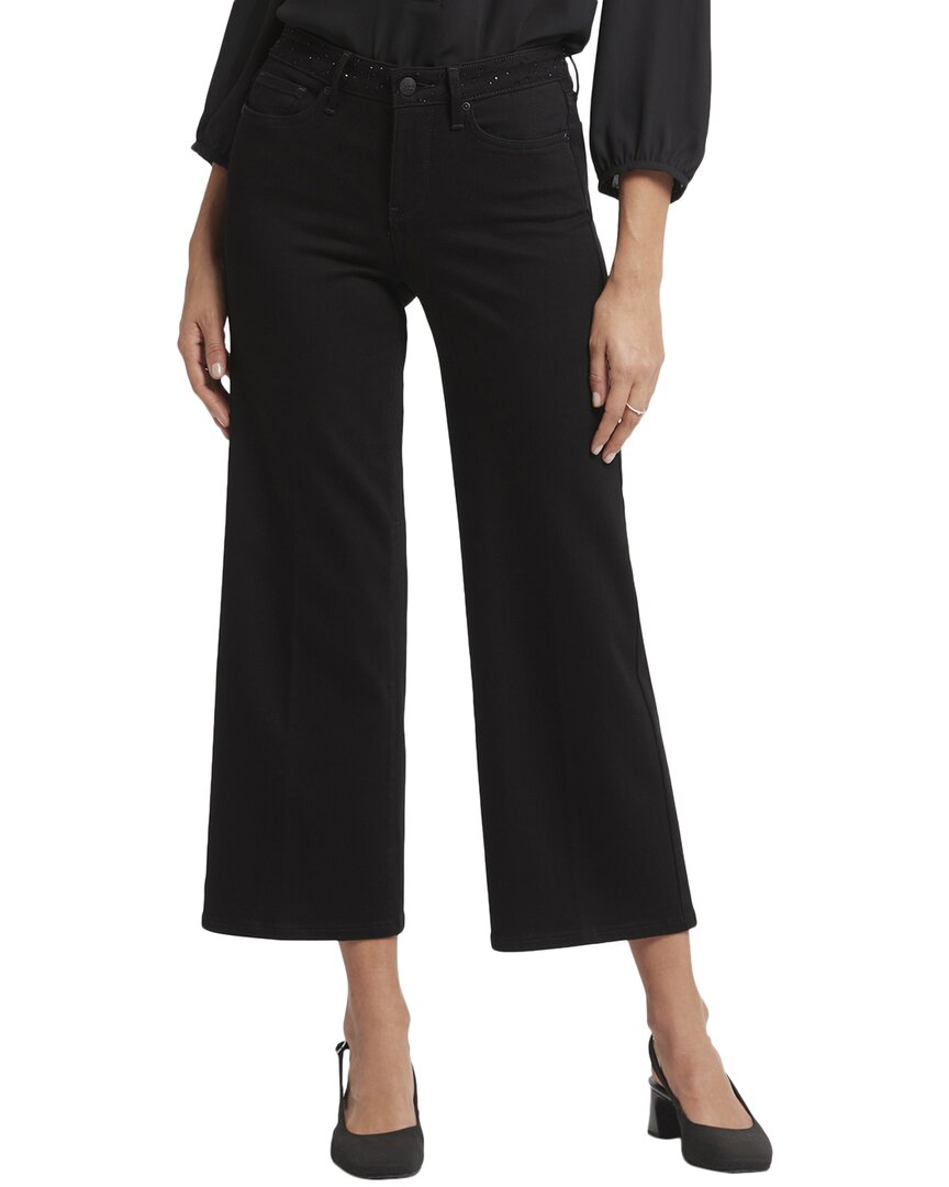 Nydj Plus Teresa Womens Frayed Hem Denim Ankle Jeans In Black