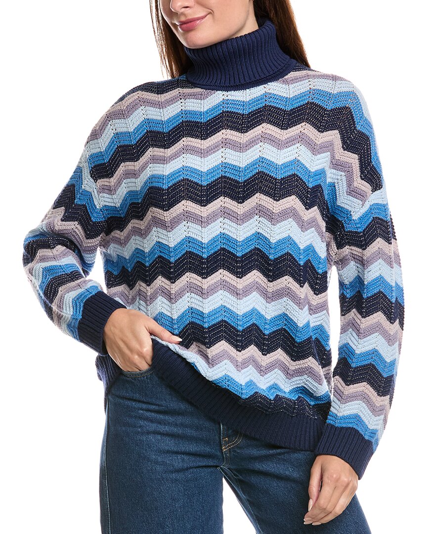 M Missoni Oversized Turtleneck Wool-blend Sweater In Blue