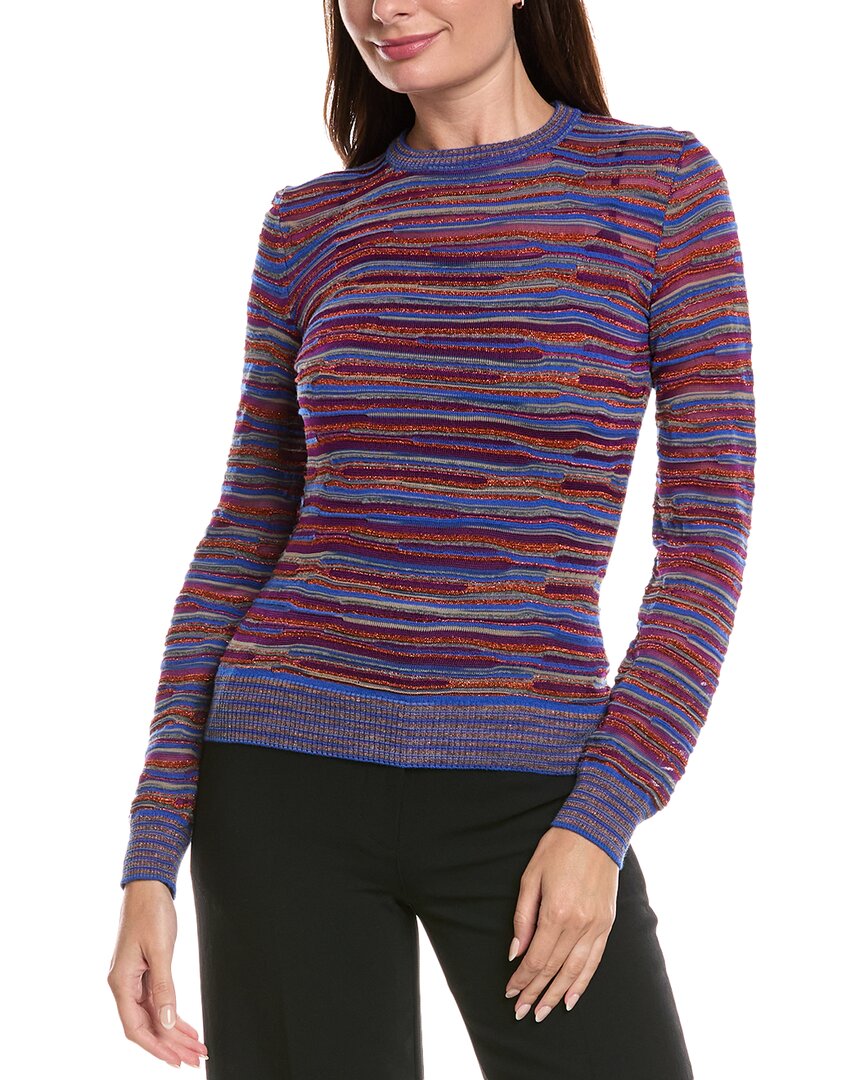 M Missoni Textured Wool-blend Top In Blue