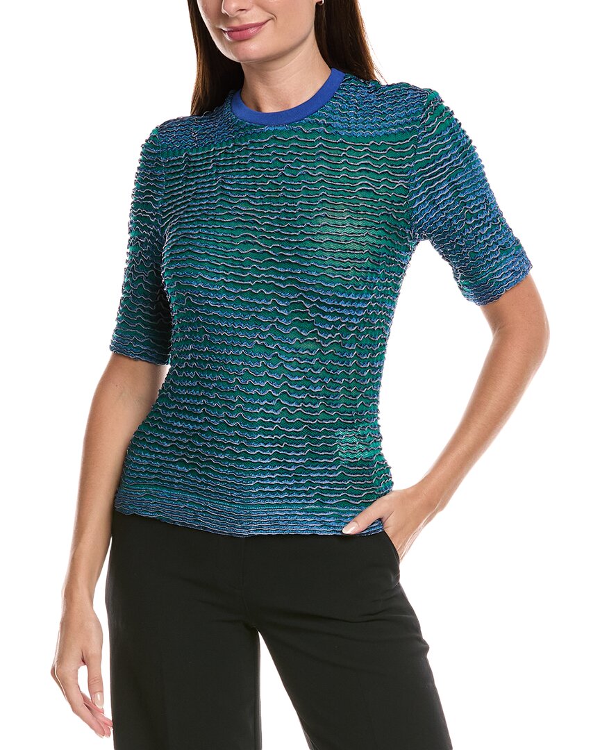 M Missoni Textured Wool-blend Top In Blue