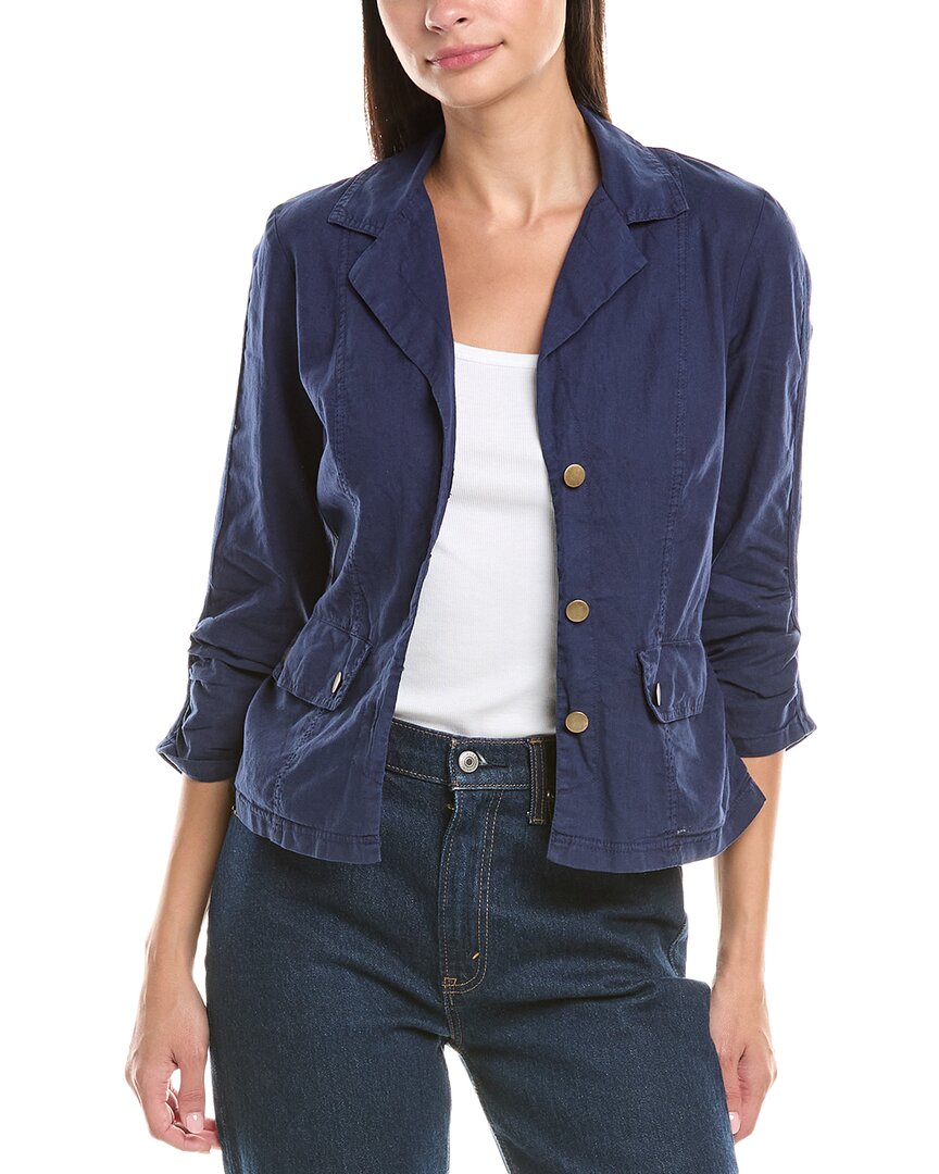 Xcvi Wearables Folksy Linen-blend Jacket In Blue