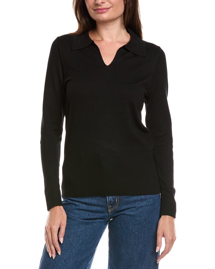 Metric Knits Polo Pullover In Black