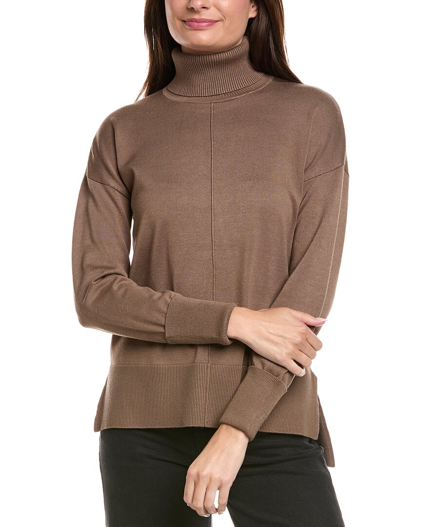 Metric Knits Turtleneck Sweater In Brown