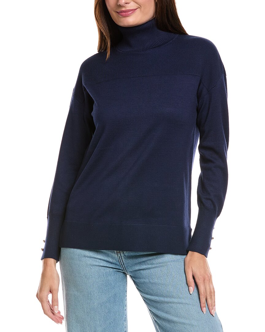 Metric Knits Turtleneck Tunic In Blue