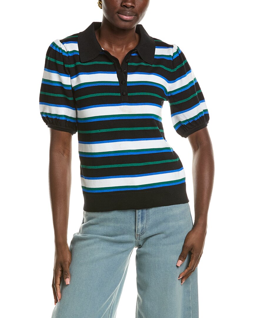 T Tahari Half Button Down Shirt In Black