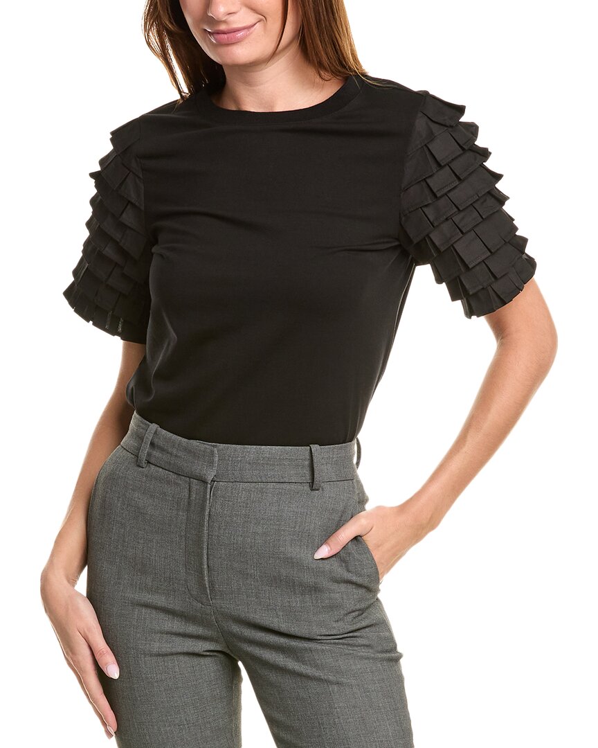 Gracia Layered Ruffle Top In Black
