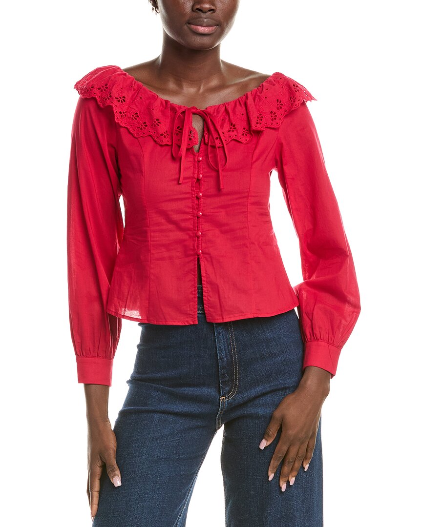 Celestine Sei Embroidered Lace Top In Red