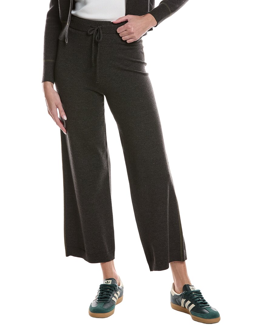 Theo And Spence Piped Seam Wide Leg Pant In Gray