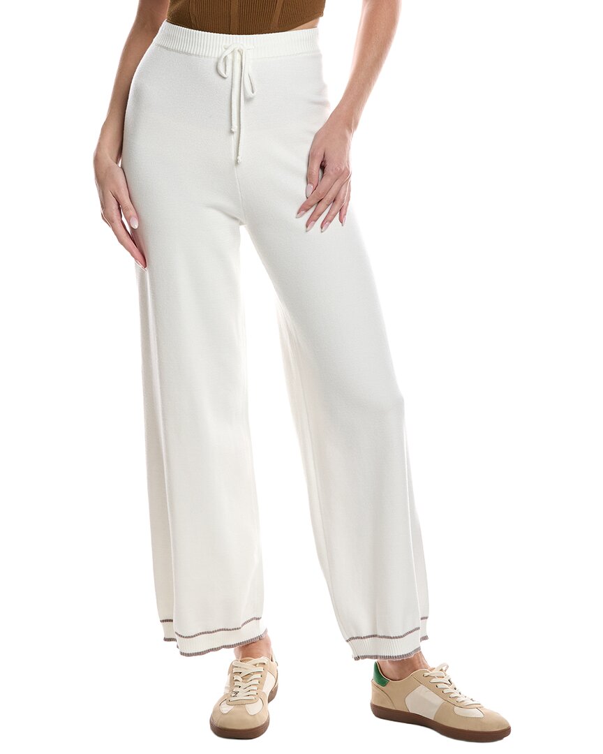 Theo And Spence Stripe Trim Wide Leg Pant In White