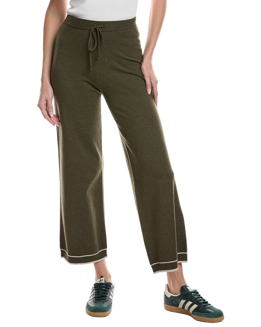 Theo And Spence Stripe Trim Wide Leg Pant In Green