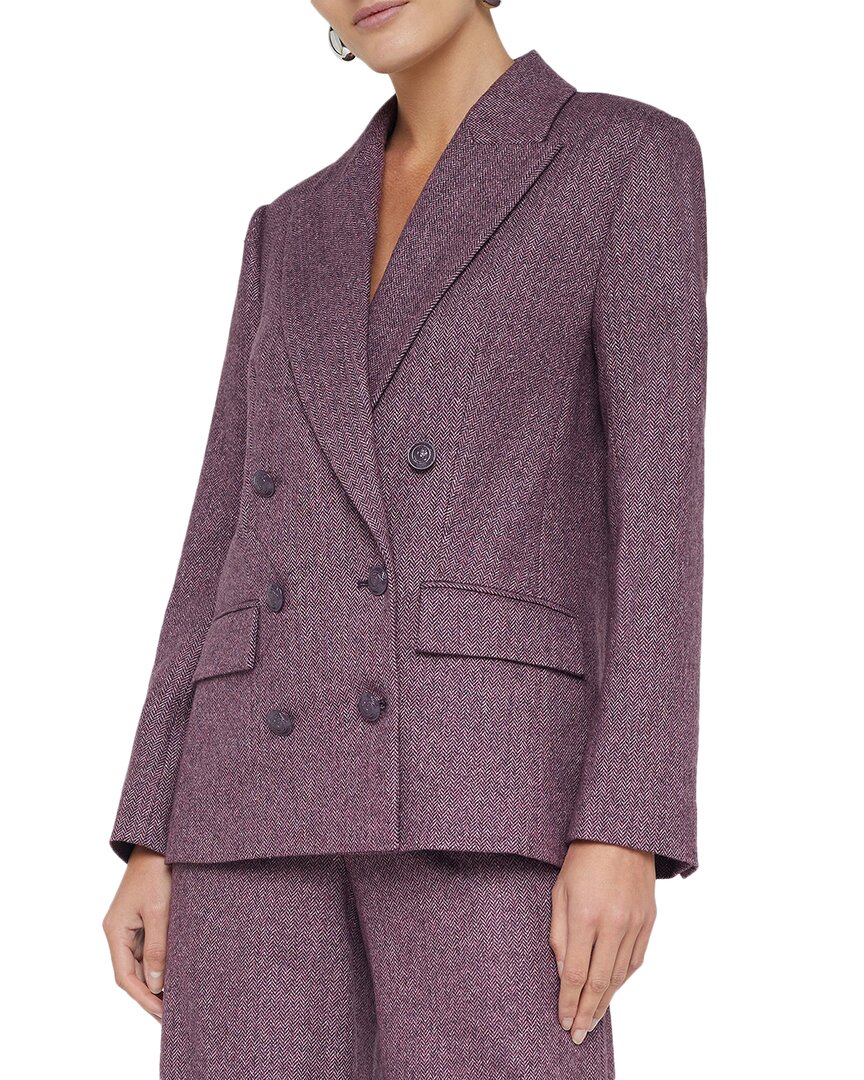 L Agence L'agence Colin Double Breasted Wool Blazer In Purple