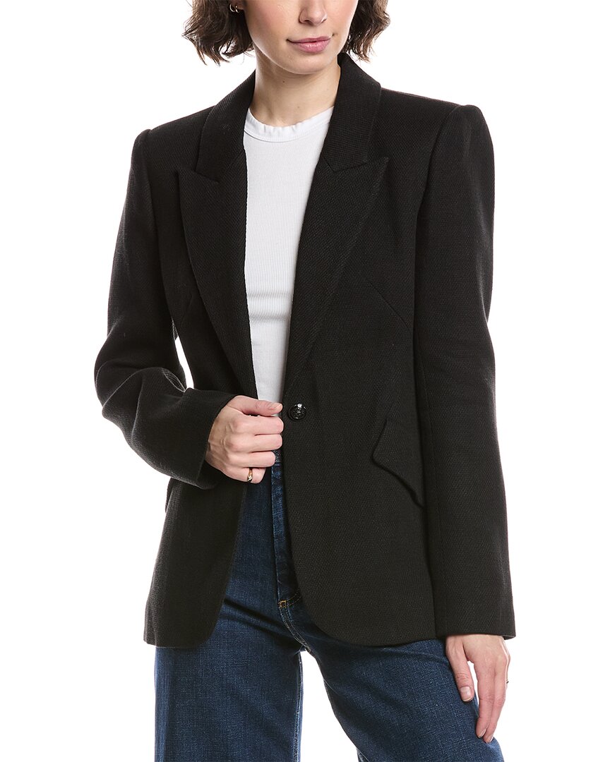 L Agence L'agence Chamberlain Linen-blend Blazer In Black