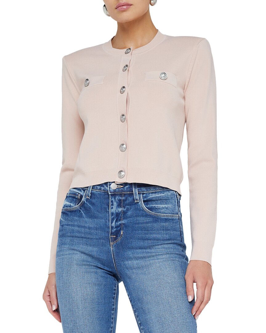 L Agence L'agence Toulouse Crop Neck Cardigan In Pink