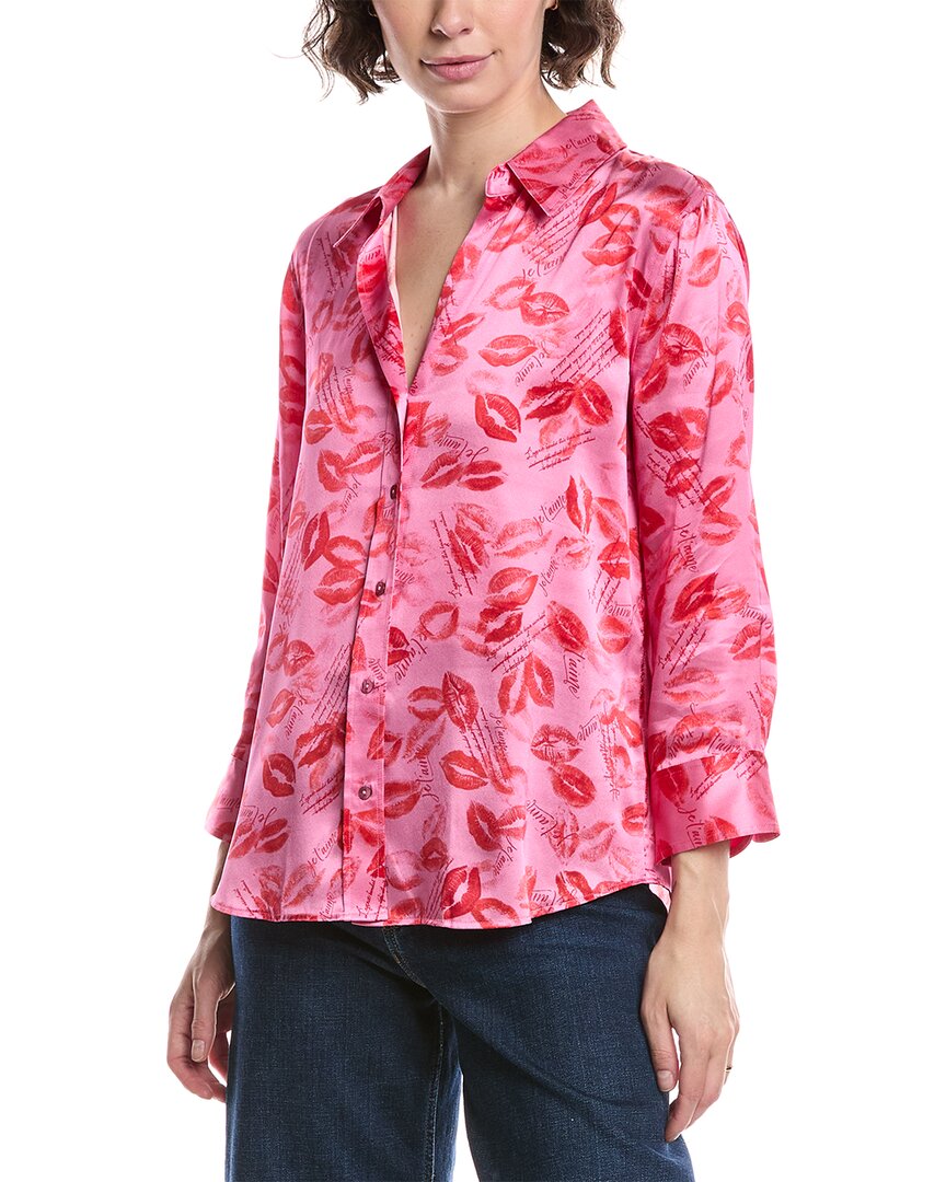L Agence L'agence Dani 3/4 Sleeve Silk Blouse In Pink