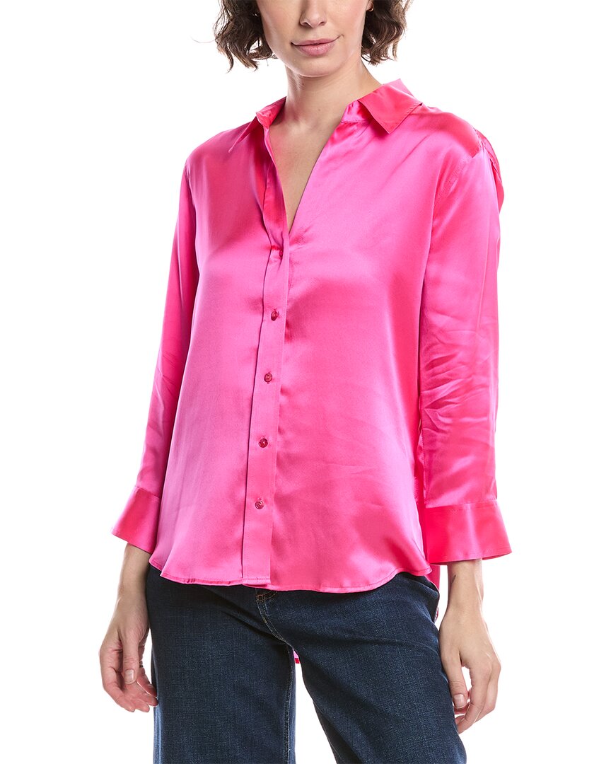 L Agence L'agence Dani 3/4 Sleeve Silk Blouse In Pink