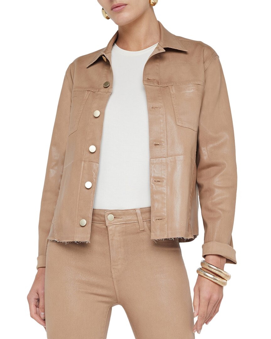 L Agence L'agence Janelle Slim Raw Hem Jacket In Brown