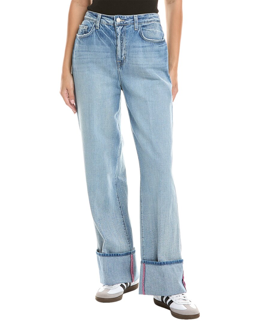 L Agence L'agence Miley High Rise Cuffed Wide Leg Jeans In Denmark In Blue