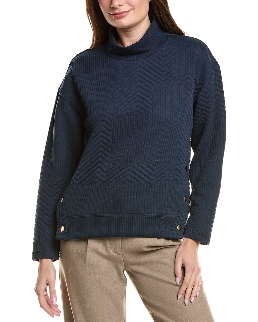 Nanette Lepore Chevron Mock Neck Sweater In Blue
