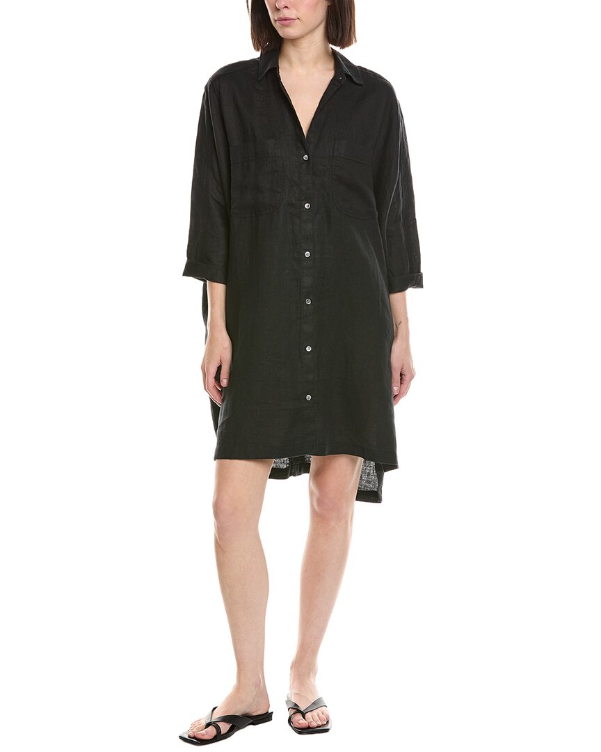 James Perse Pocket Swing Linen Dress In Black