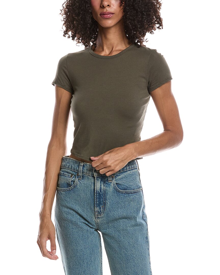 James Perse Cropped Sport T-shirt In Army Green