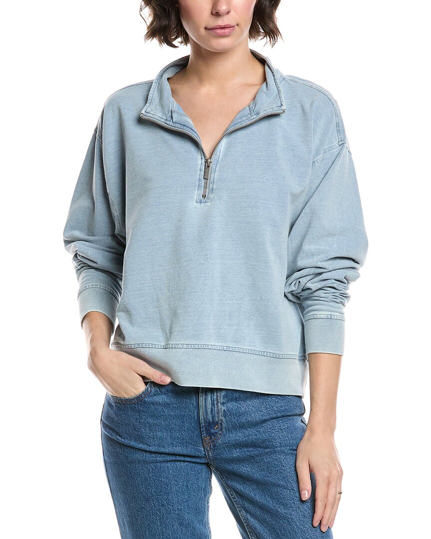 Splendid Terry 1/4-zip Sweatshirt In Blue