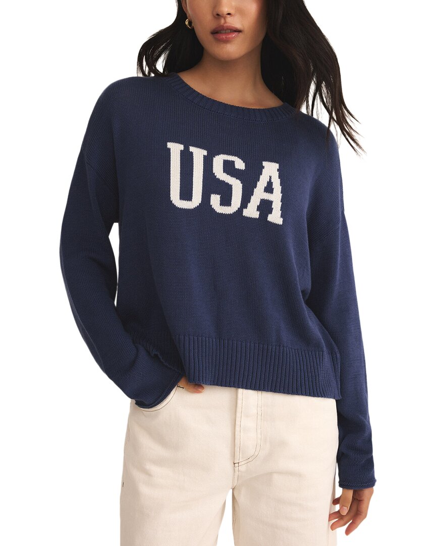 Z Supply Sienna Usa Sweater In Blue