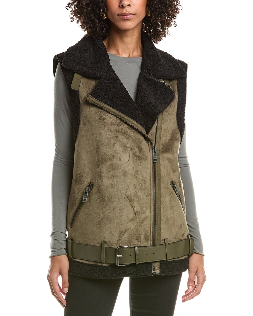 Frye Belted Moto Vest In Green
