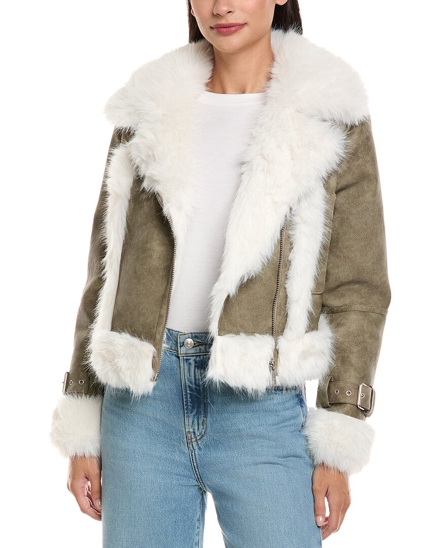 Apparis Jay Distressed Bonded Coat In Green