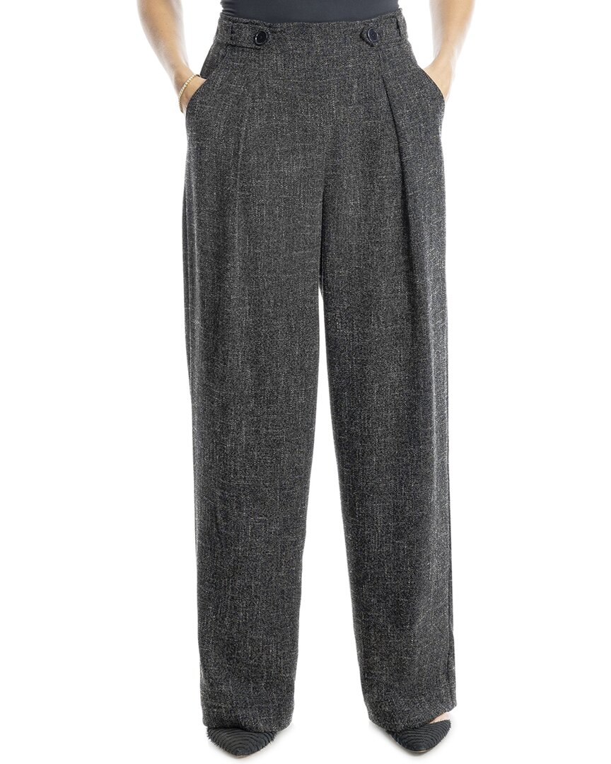 Max Studio Waist Tab Pleated Wide Leg Pant In Gray