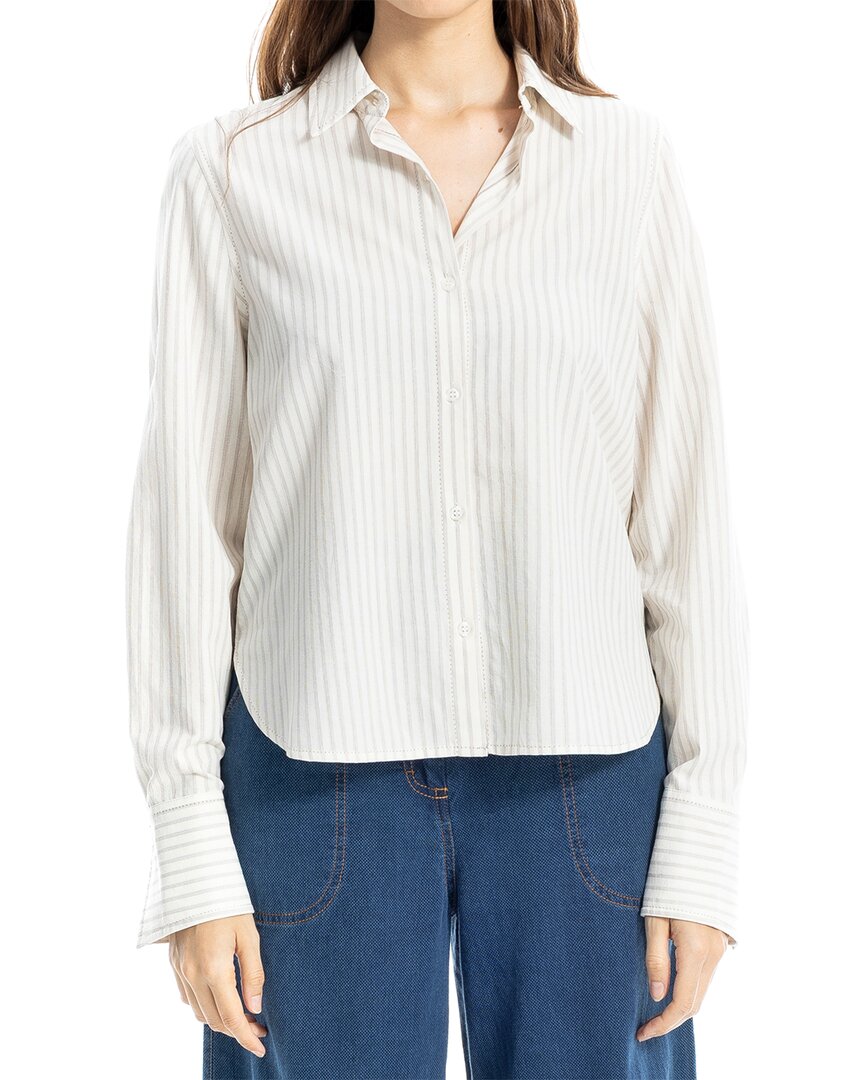 Max Studio Pinstripe Button-up Shirt In White