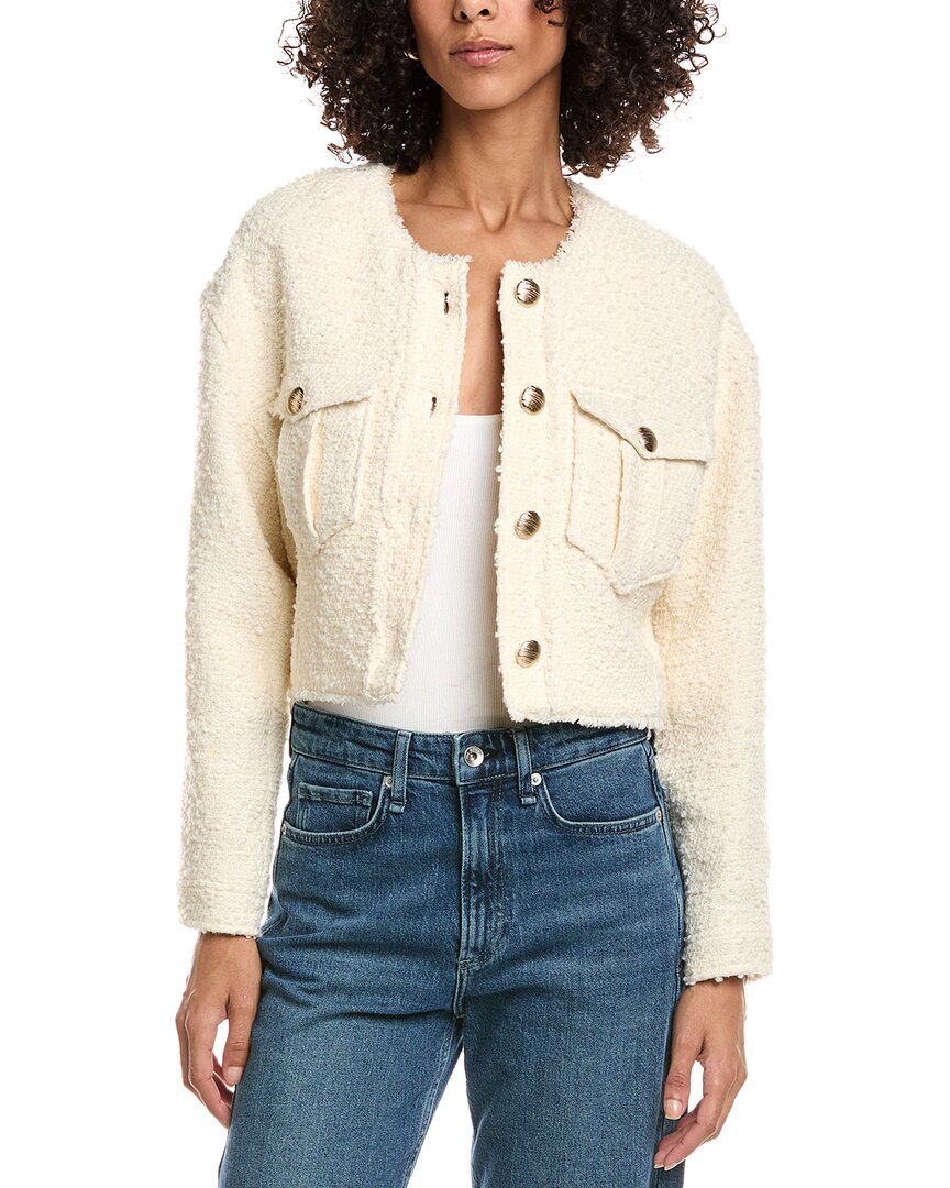 Generation Love Emille Tweed Wool-blend Bomber Jacket In White