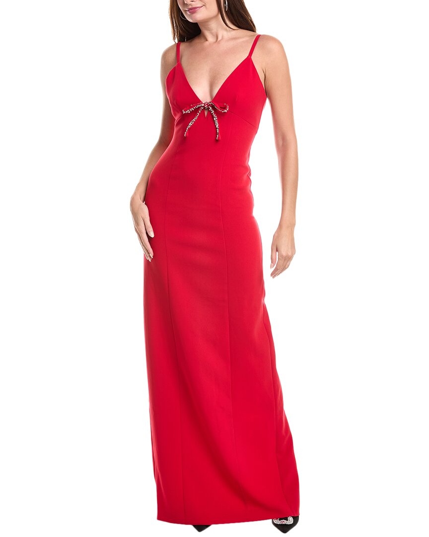 Cinq À Sept Adele Bow-detail Silk Gown In Red