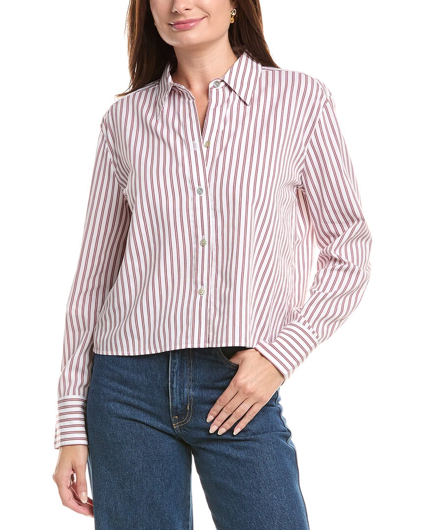 Vince Till Stripe Cropped Button Down In Blue