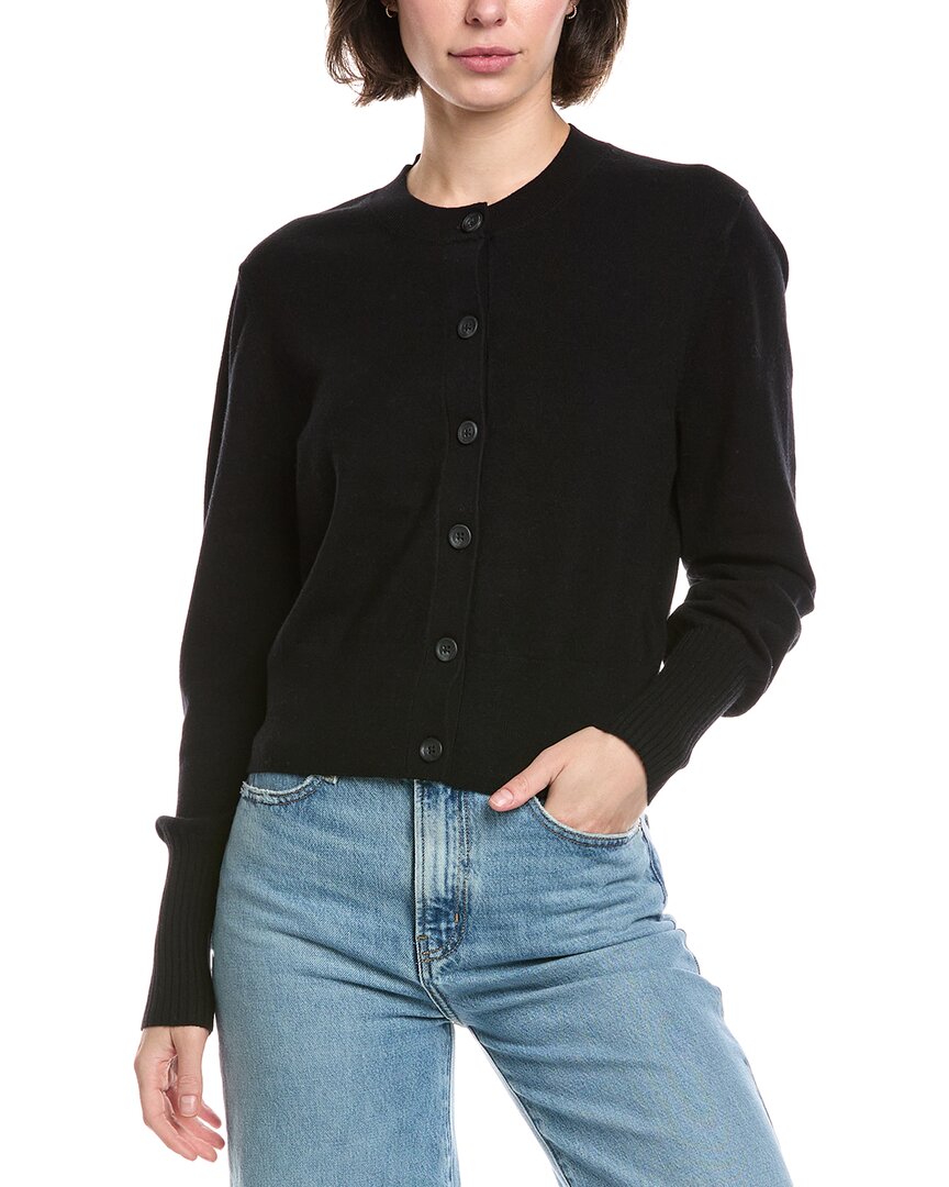 7 For All Mankind Classic Wool-blend Cardigan In Black