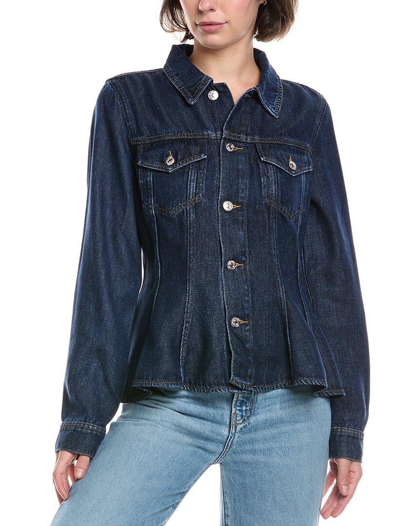 7 For All Mankind Flounce Trucker Jacket In Blue