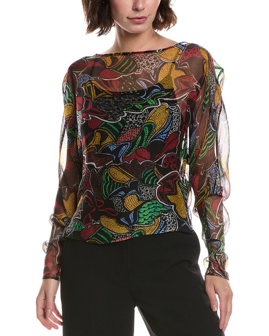 M Missoni Donna Silk Blouse In Multi