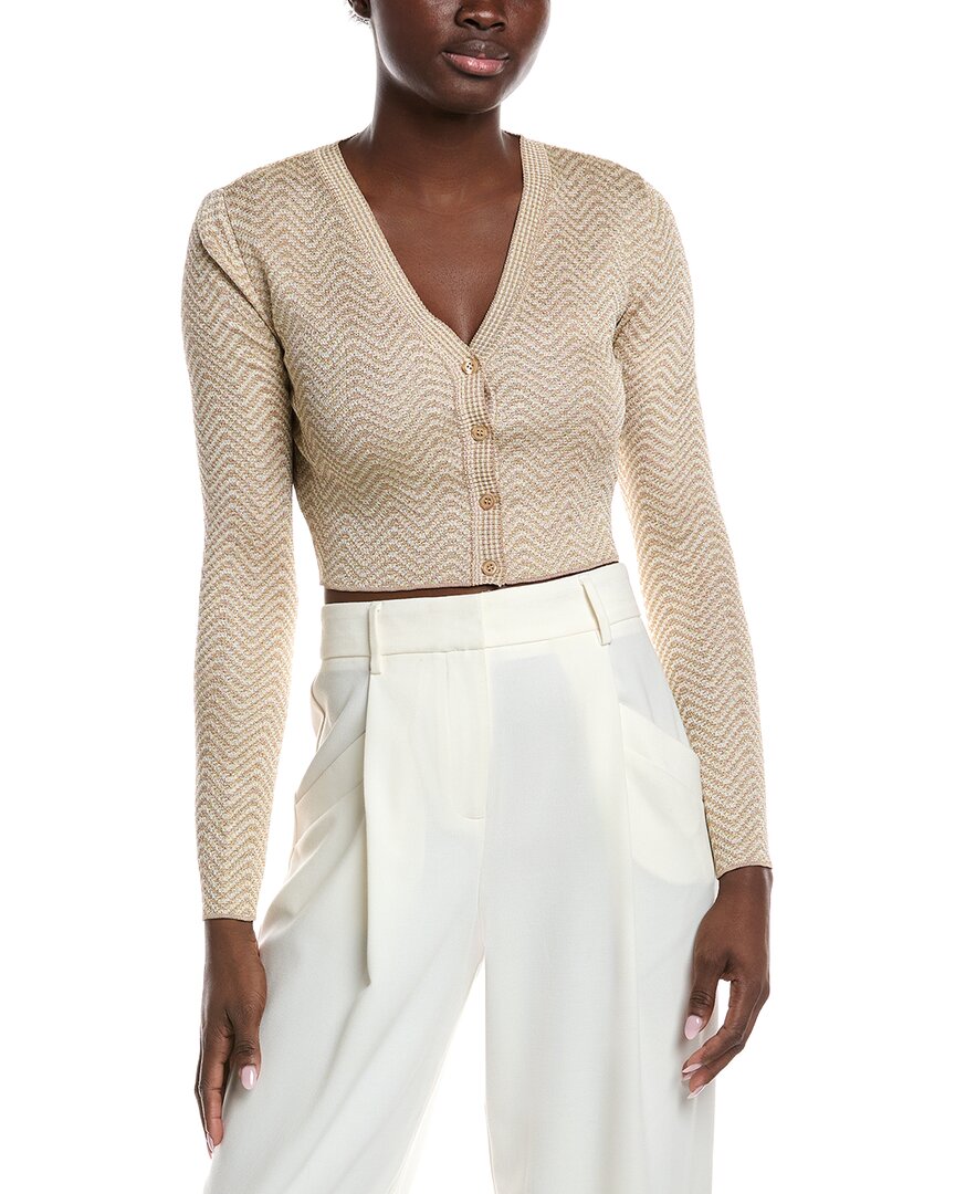 M Missoni Textured Cardigan In Gold