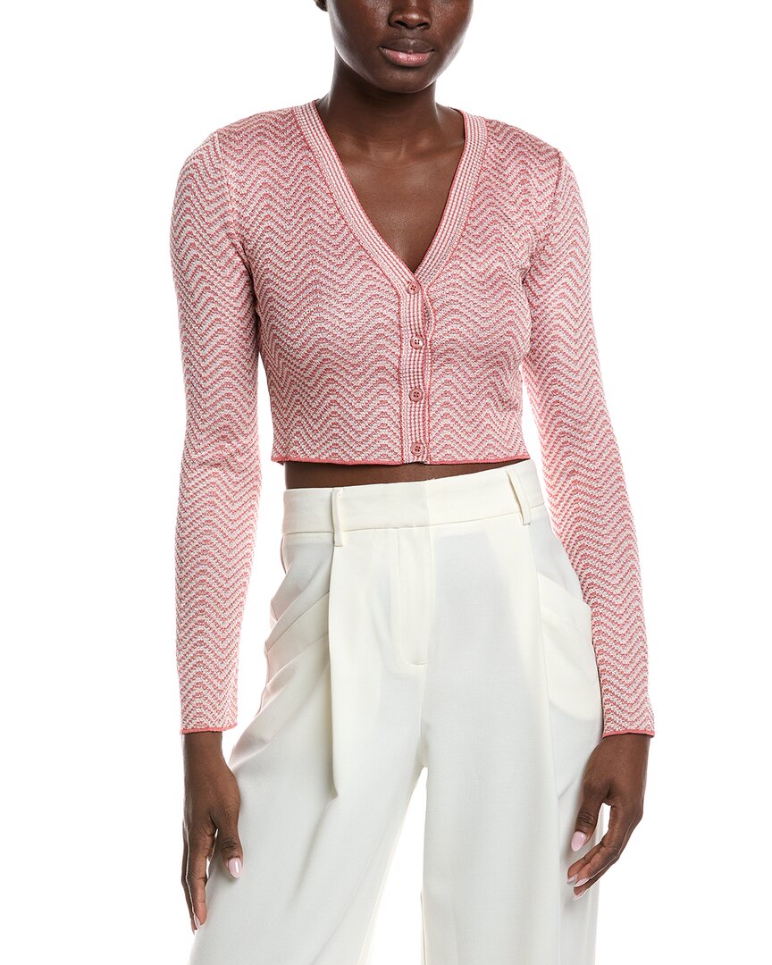 M Missoni Textured Cardigan In Pink