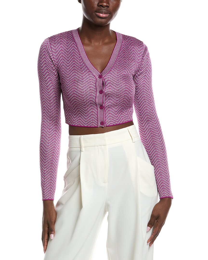 M Missoni Textured Cardigan In Pink