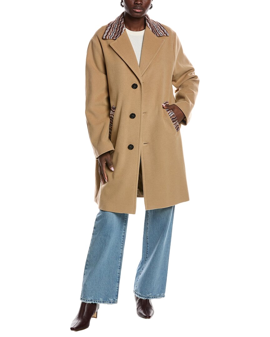 M Missoni Wool-blend Overcoat In Brown