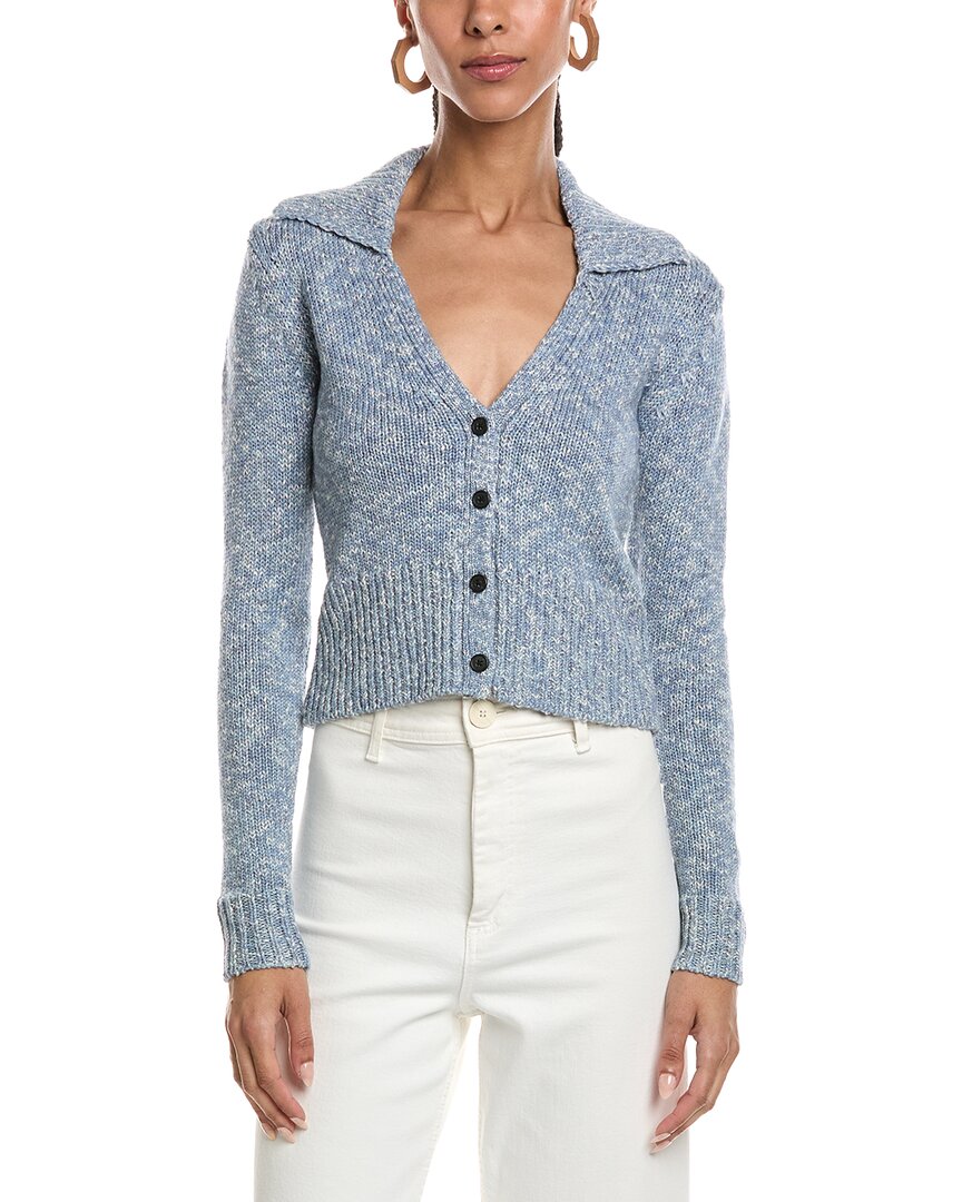 Atm Anthony Thomas Melillo Crop Collared Cardigan In Blue
